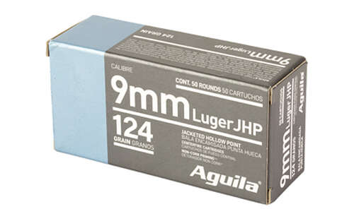 Ammunition Aguila Ammunition Pistol 9mm AGUILA 9MM 124GR JHP 50/500 • Model: Pistol